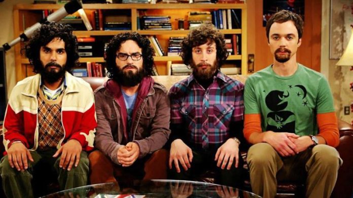 The Big Bang Theory - sitcom, main characters; Johnny Galecki, Jim Parsons, Simon Helberg, Kunal Nayyar with beards
